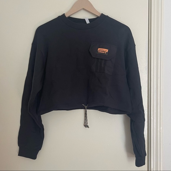 Women's adidas Originals Outline Crop Crewneck Sweatshirt - Picture 2 of 6